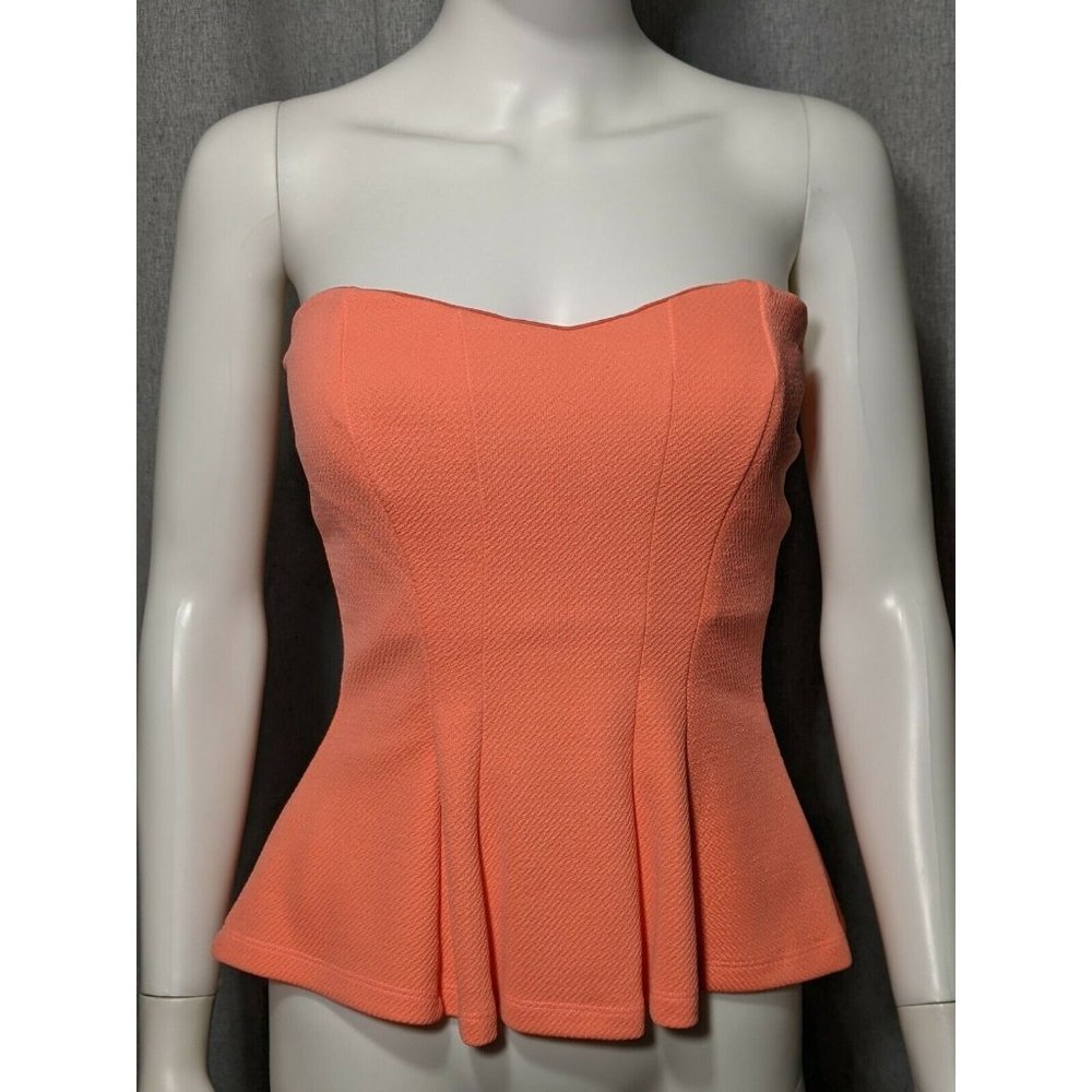 Strapless Peplum Sweetheart Top in Coral